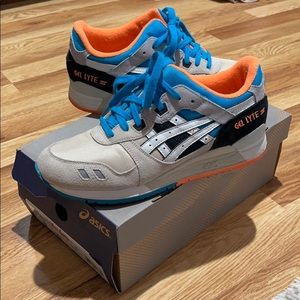 Asics Gel Lyte III Blue and Orange Athletic Shoes